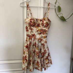 Cream Floral Bustier Dress